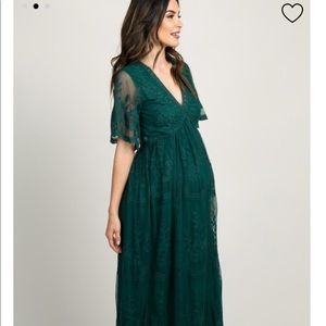 COPY - Pink Blush Green Lace Overlay Maxi Dress